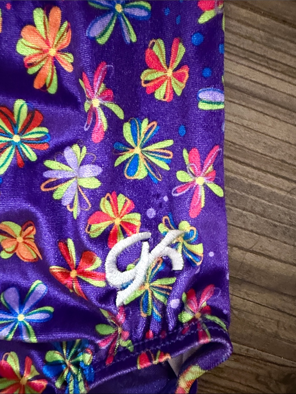 GK gymnastics 🤸♀️ leotard Girls' Purple Floral Flowers Child Medium - Picture 2 of 4